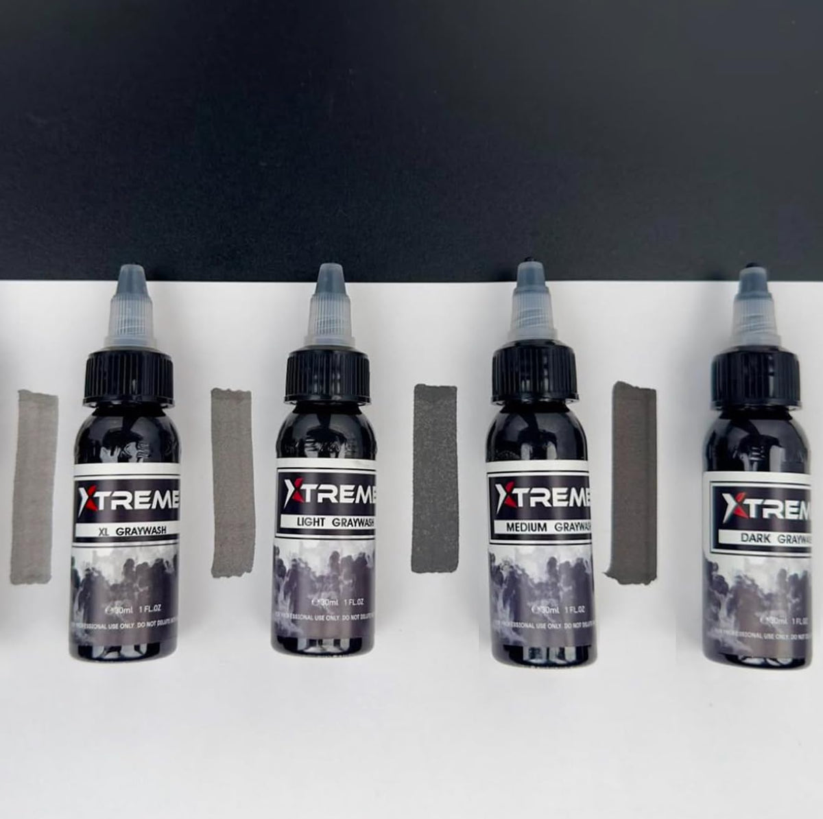 XTREME Graywash Extra Light swatches showing soft gradient options for portraits.