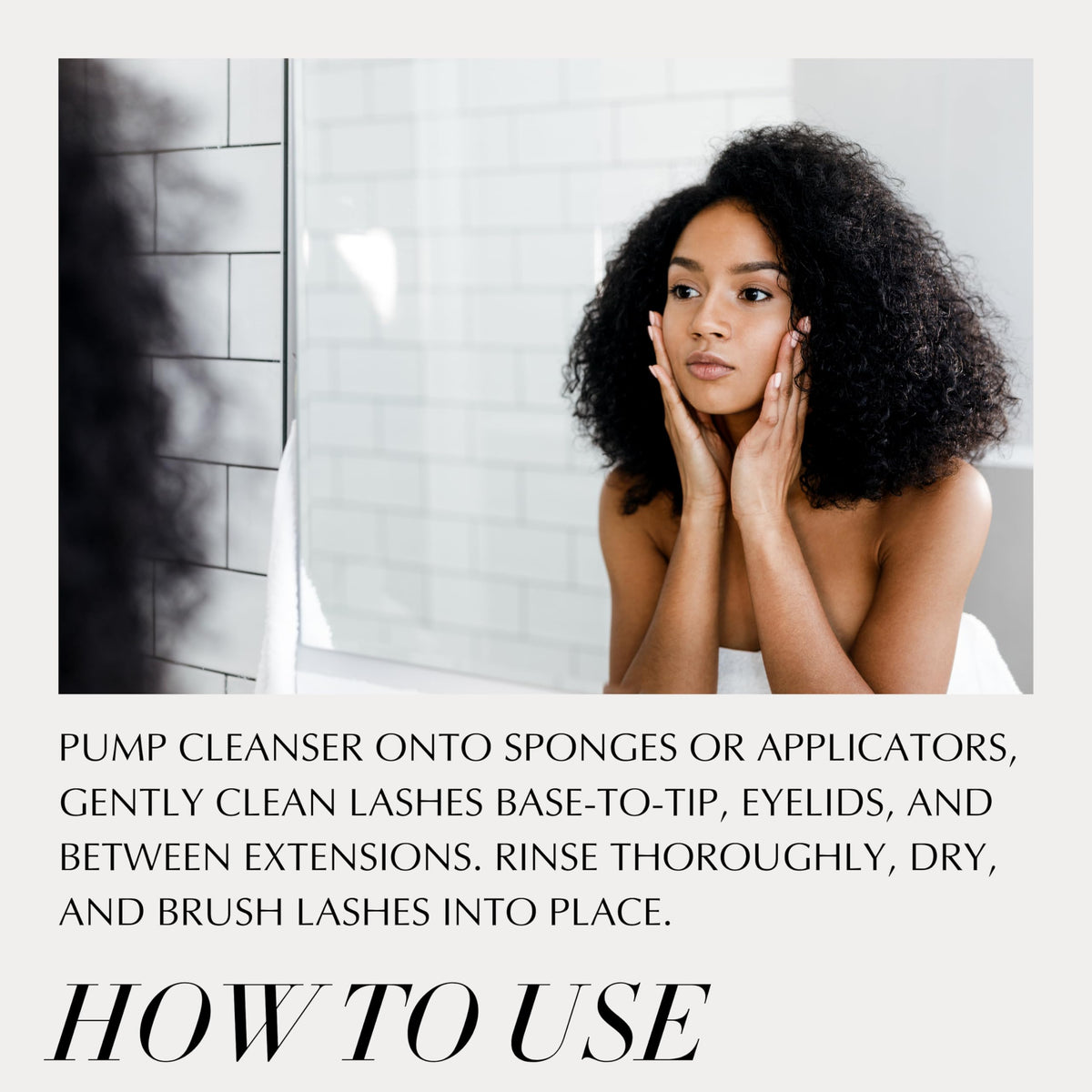 Cleansing scene with foamy texture for daily use by Xtreme Lashes.