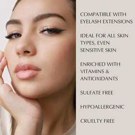 Eye area cleansing setup demonstrating lash-friendly cleansing with Xtreme Lashes.