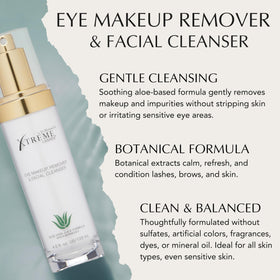 Xtreme Lashes facial cleanser packaging highlighting six botanicals.