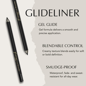 Xtreme Lashes GlideLiner deep black swatch shows intense pigment payoff.