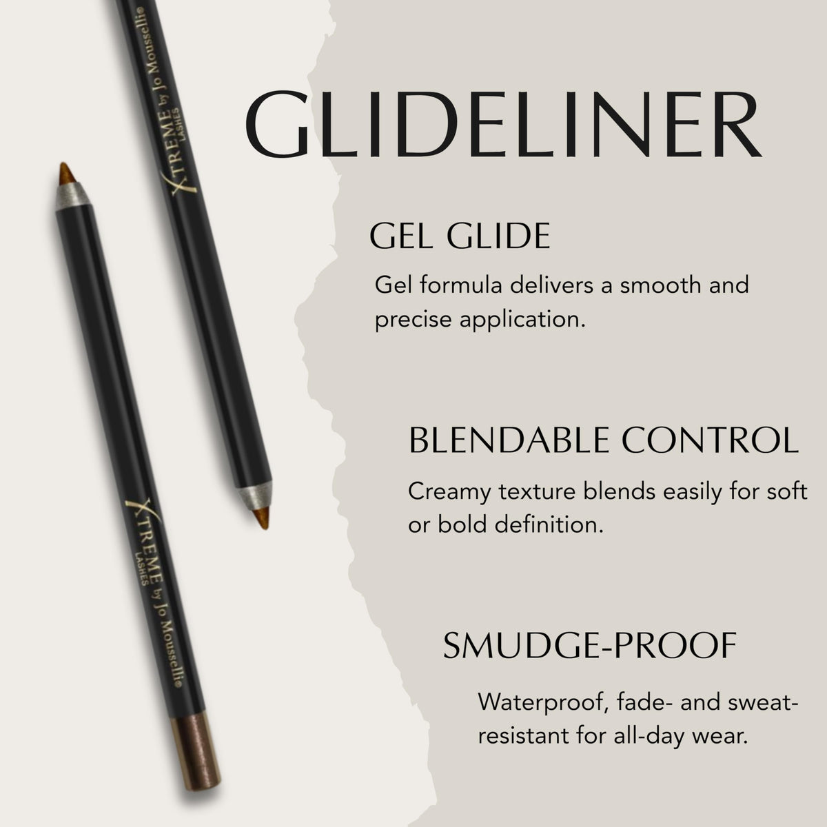 Close-up of GlideLiner waterproof finish swatch for long wear