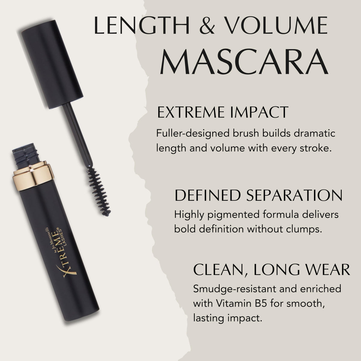 Xtreme Lashes Length & Volume Mascara on natural lashes for dramatic definition