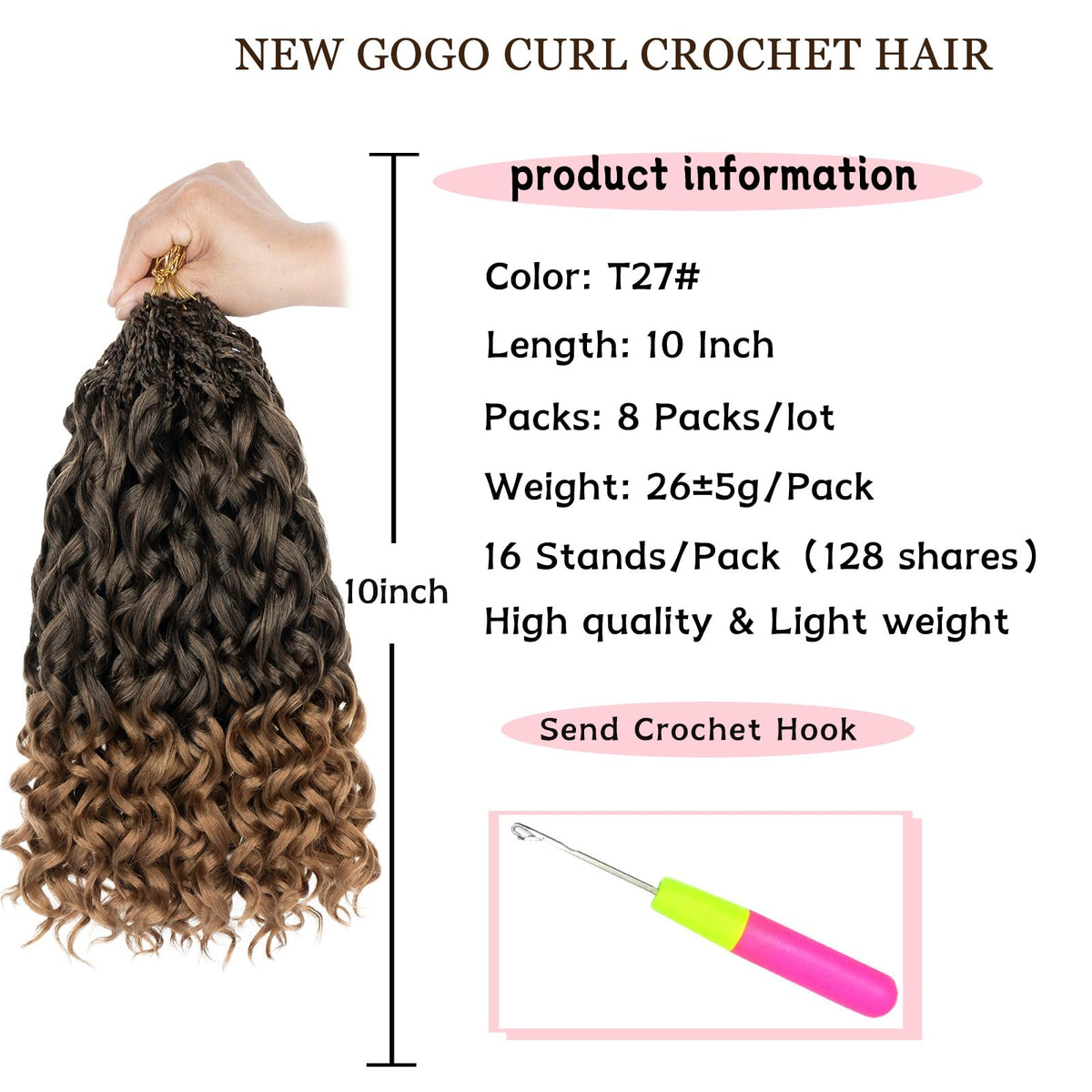 XTREND Gogo Curl 10-inch deep wave close-up showing natural texture.