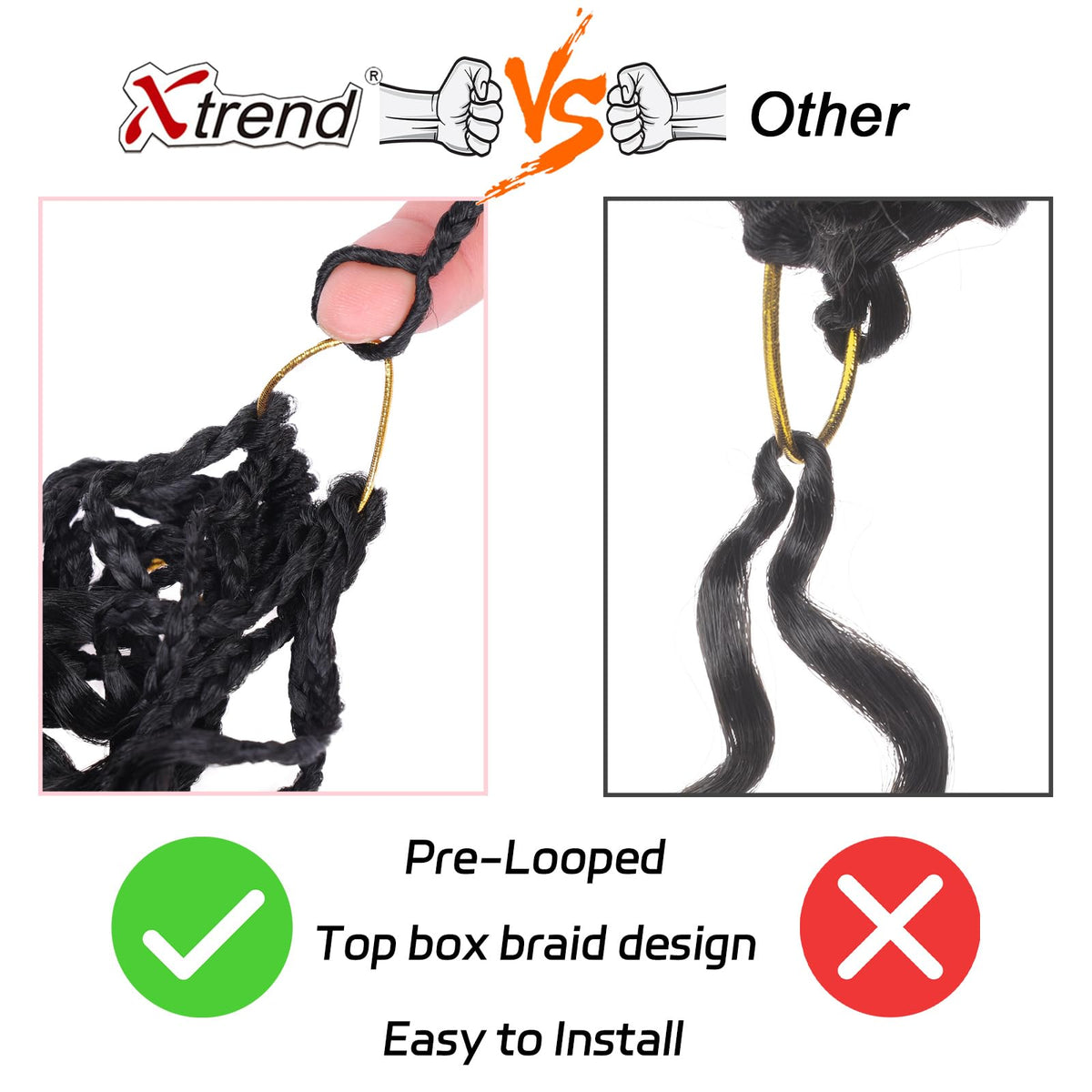 XTREND Gogo Curl pre-looped design speeds up installation.
