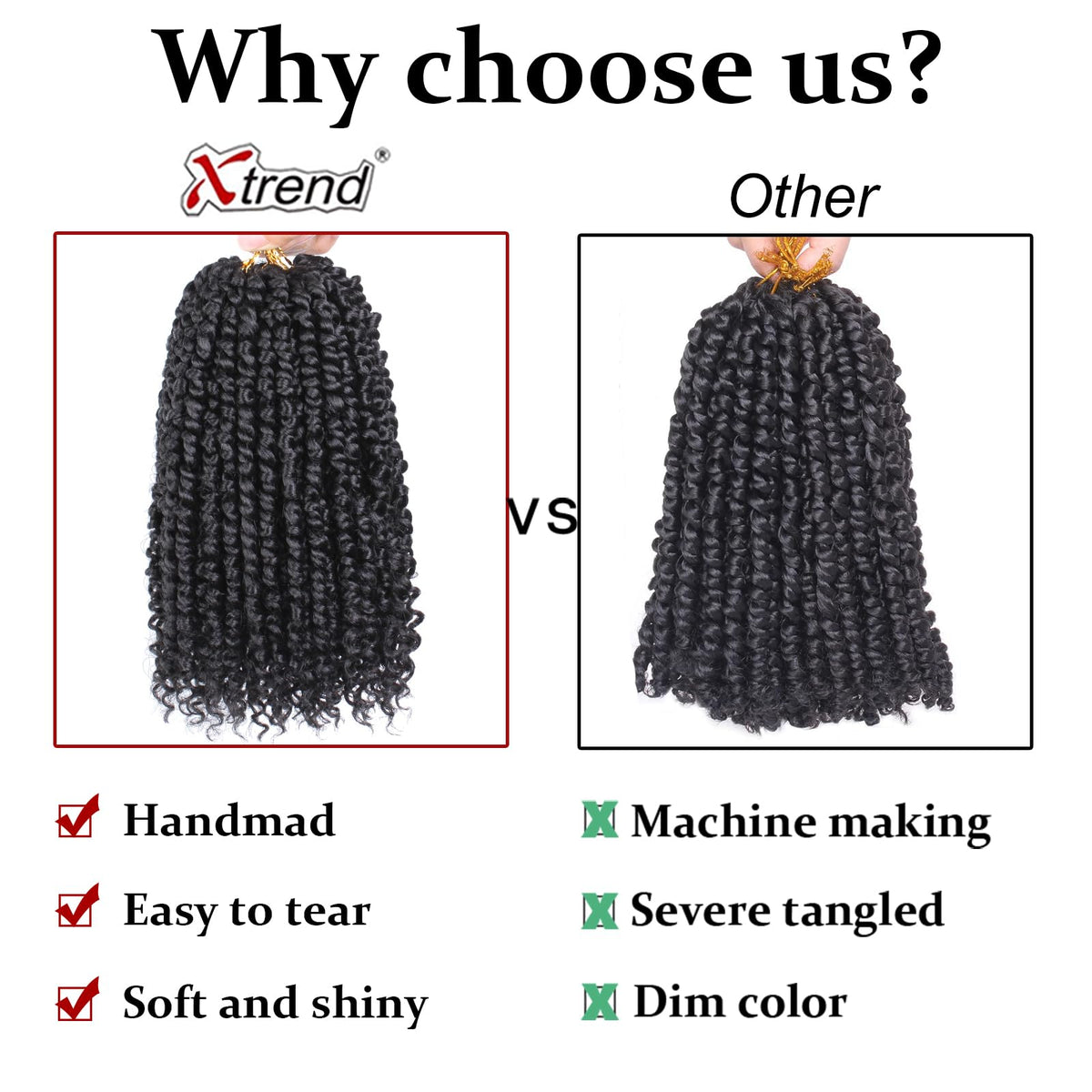XTREND nine color options for Passion Twist crochet hair, including T27.