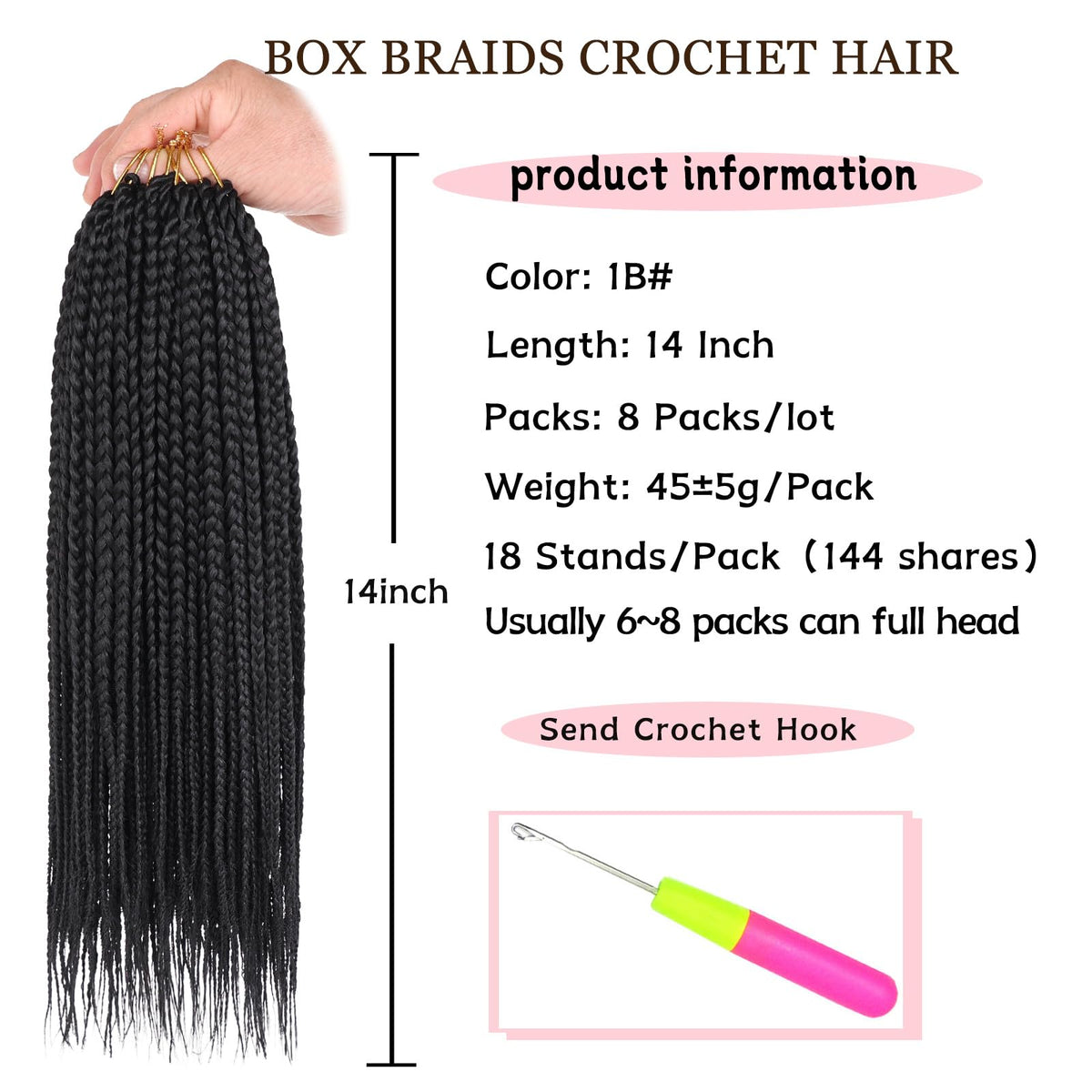XTREND box braids with 144 total strands for full-coverage styling.