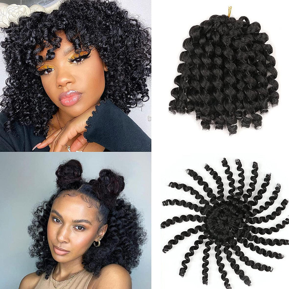 XTREND Jamaican Bounce 8-inch Jumpy Wand Curl crochet hair, natural look for daily wear.