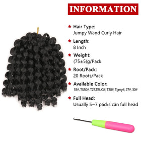 XTREND Jamaican Bounce 8-inch Jumpy Wand Curl crochet hair, lightweight and comfortable.