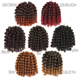 XTREND Jamaican Bounce 8-inch Jumpy Wand Curl crochet hair, hot water curl compatible for defined shapes.