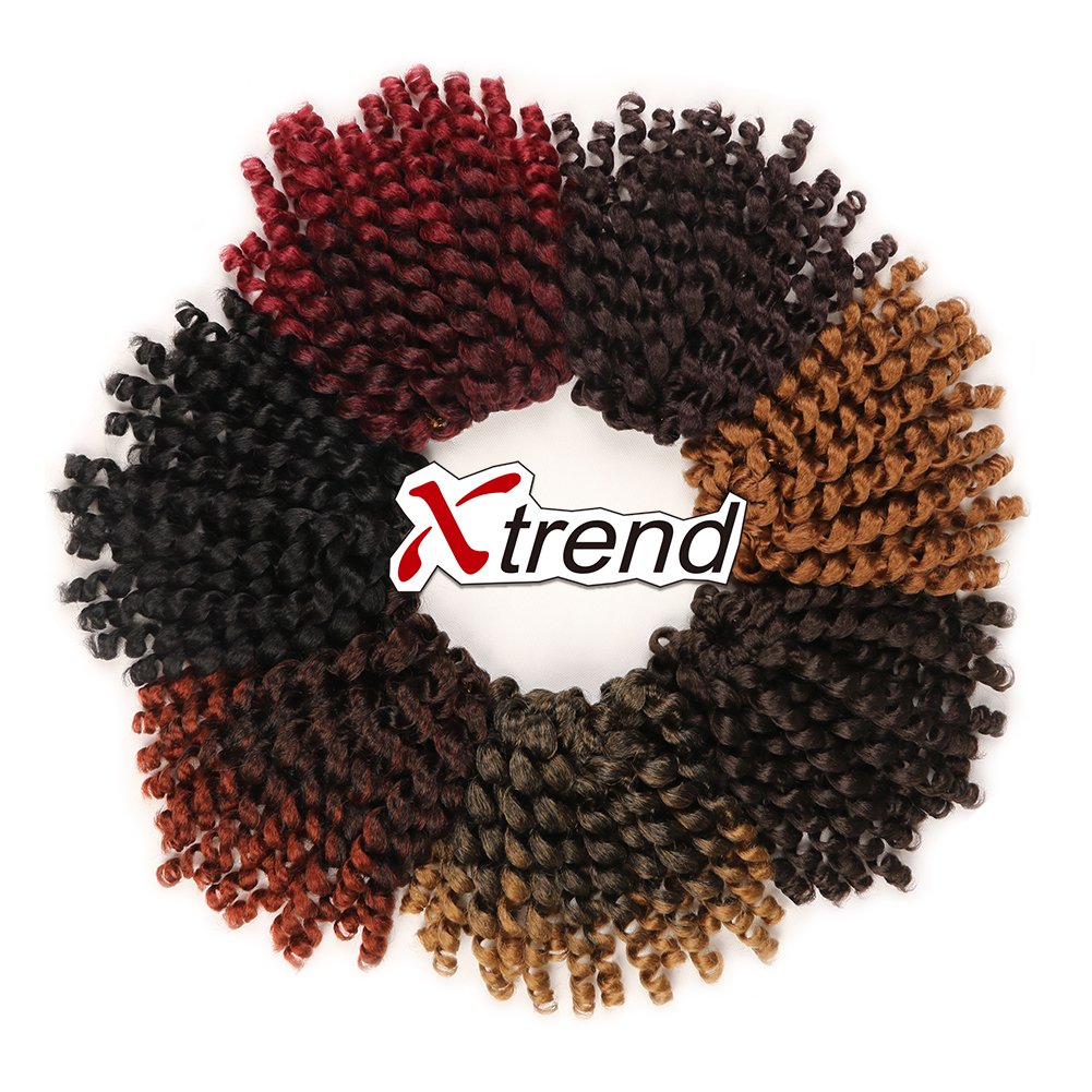 XTREND Jamaican Bounce 8-inch Jumpy Wand Curl crochet hair, lightweight curls ideal for daily wear.