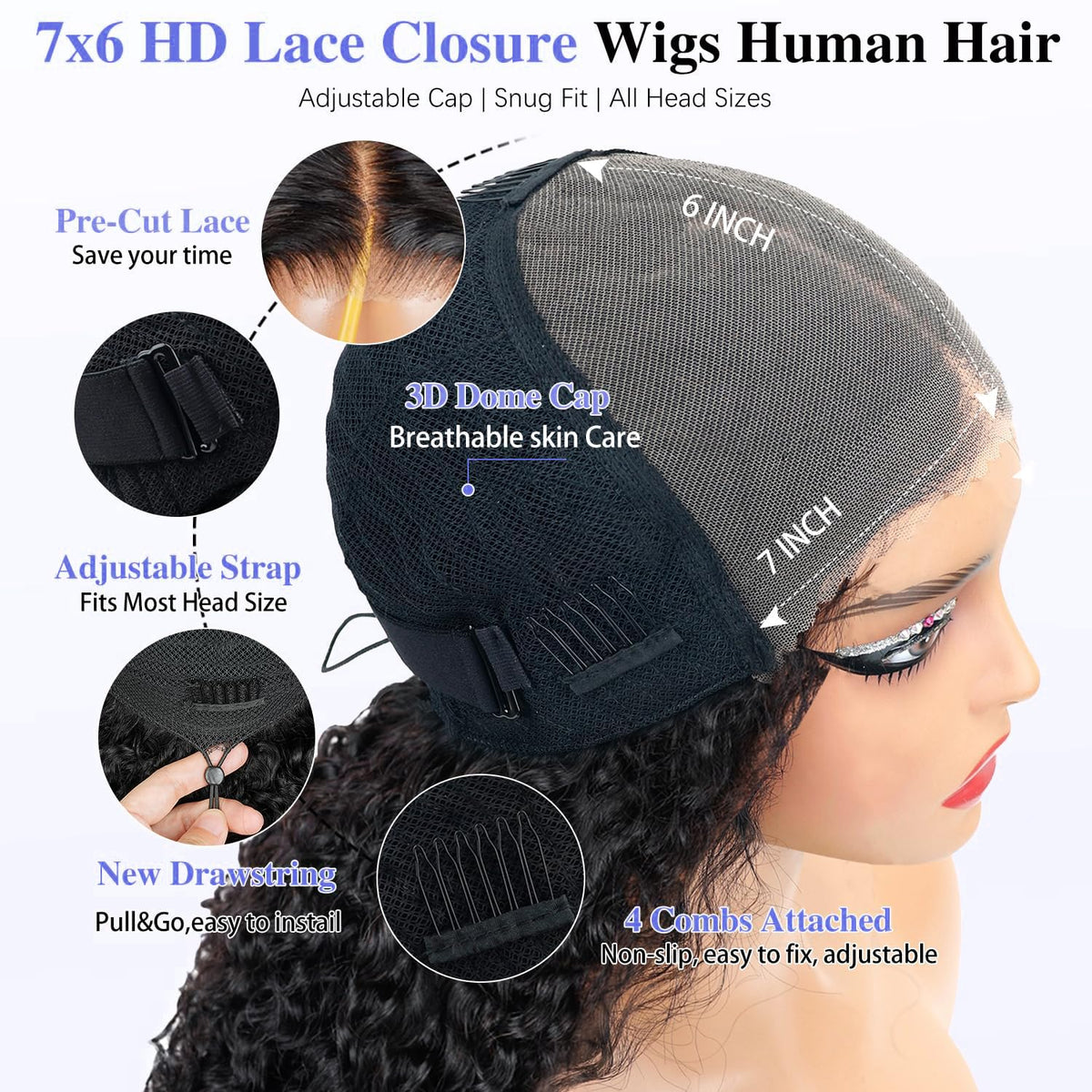XUANCAILE 100% human-hair wig close-up demonstrates soft, durable styling potential.