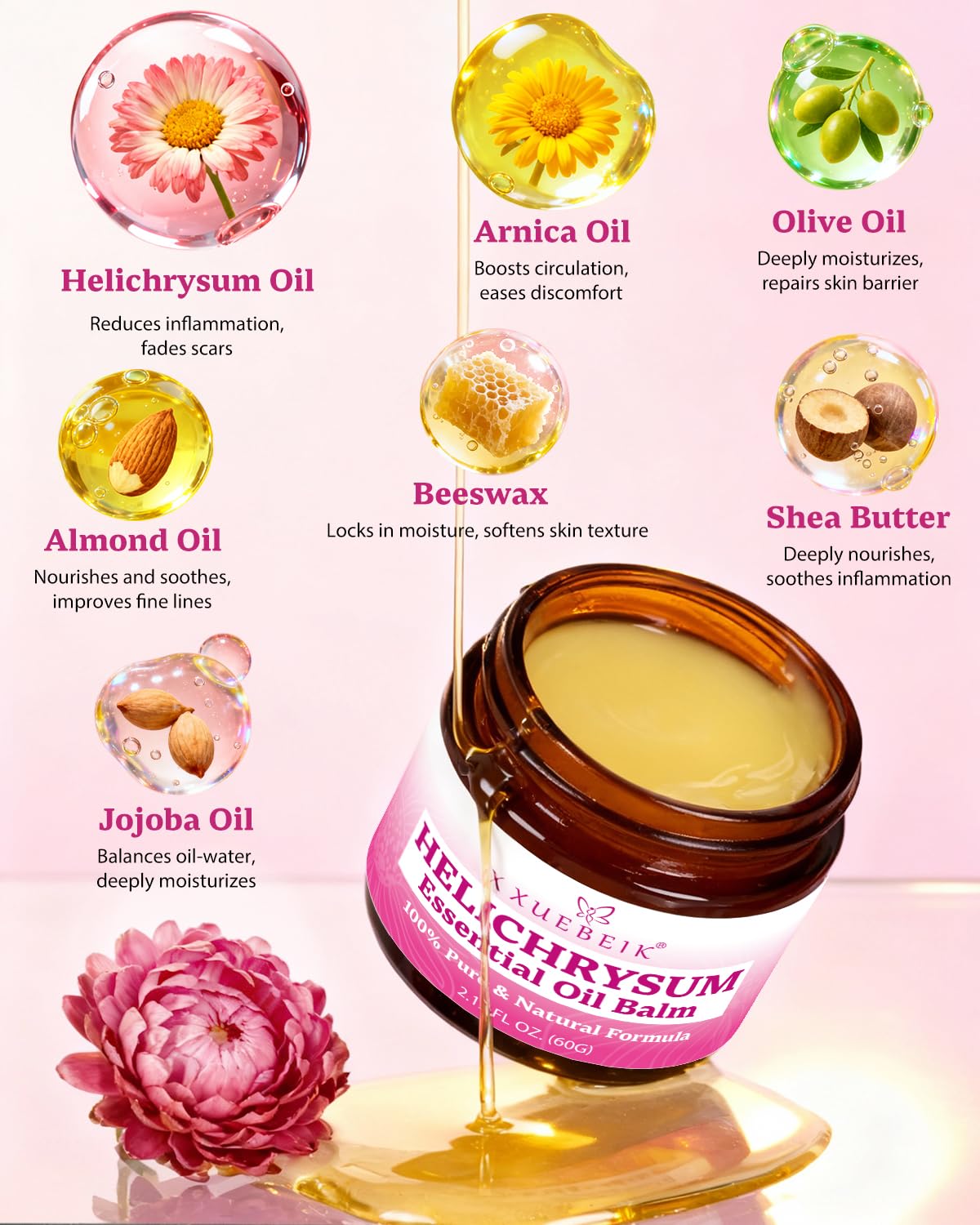 XUEBEIK Helichrysum Balm on bruised area supports natural recovery gently.