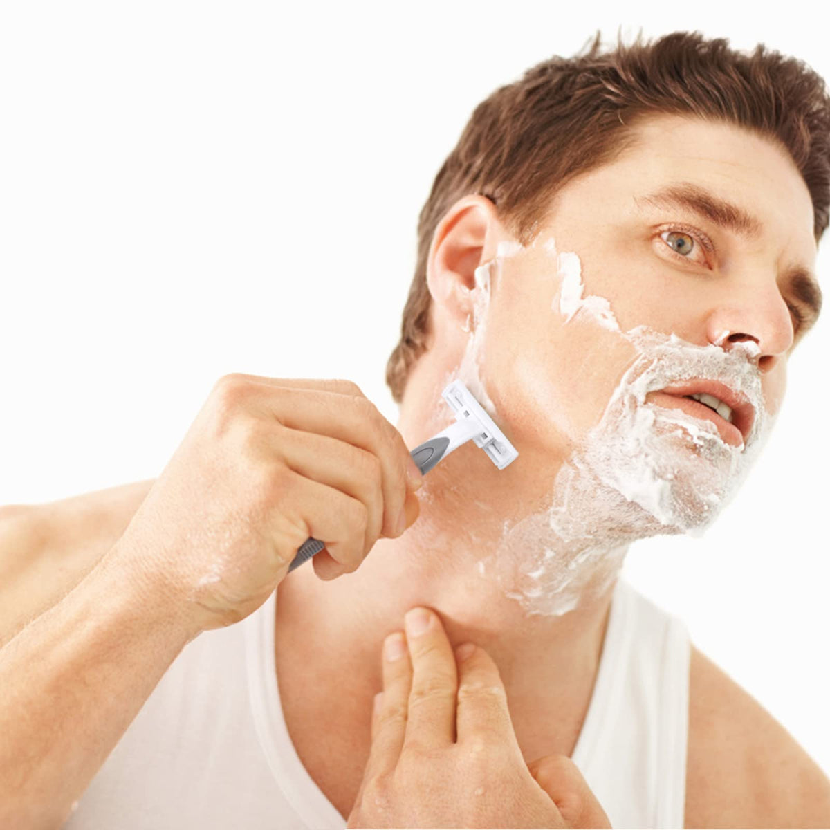 Twin blade disposable razor in standalone wrapper for hotels and guests