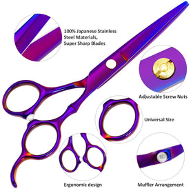 XUGOU straight scissors blade close-up, sharp edge for clean cuts