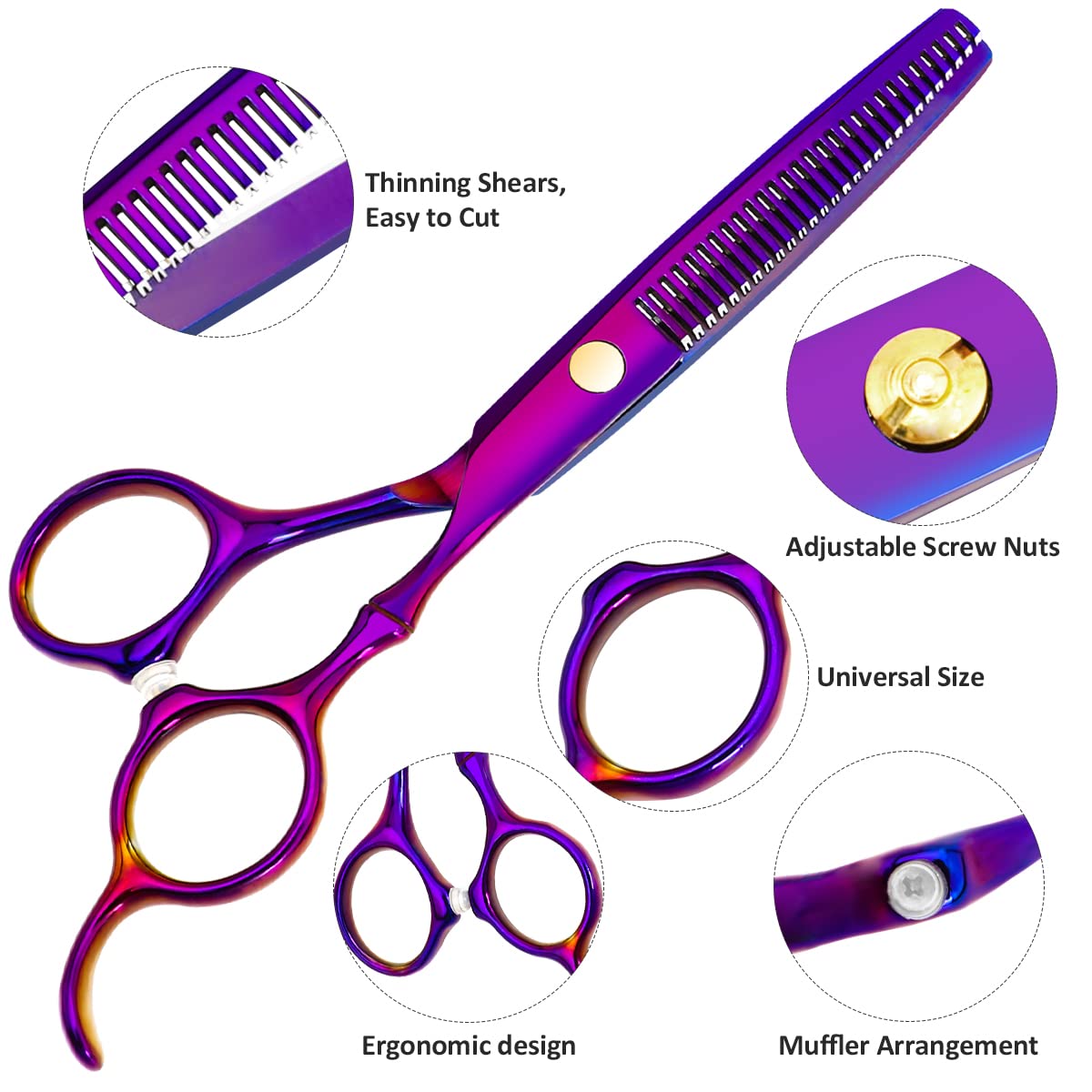 XUGOU thinning scissors close-up, even thinning for natural results