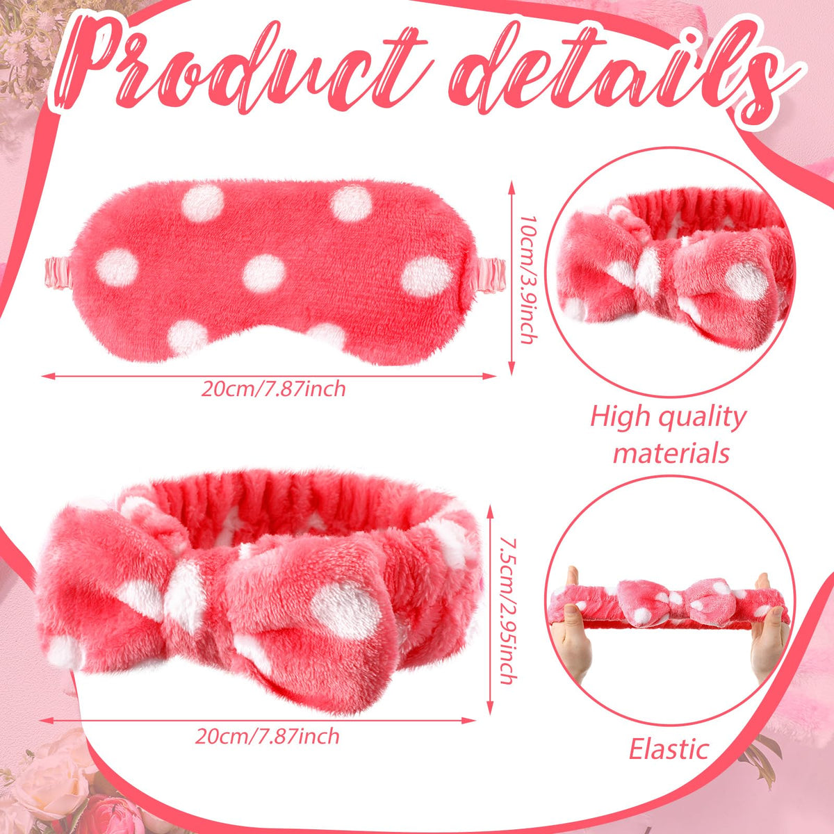 Xuhal eye mask with pink dots provides gentle rest and travel comfort
