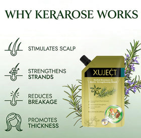 XUJECT rosemary shampoo scalp-care shot demonstrates balanced cleansing for healthier-looking hair.