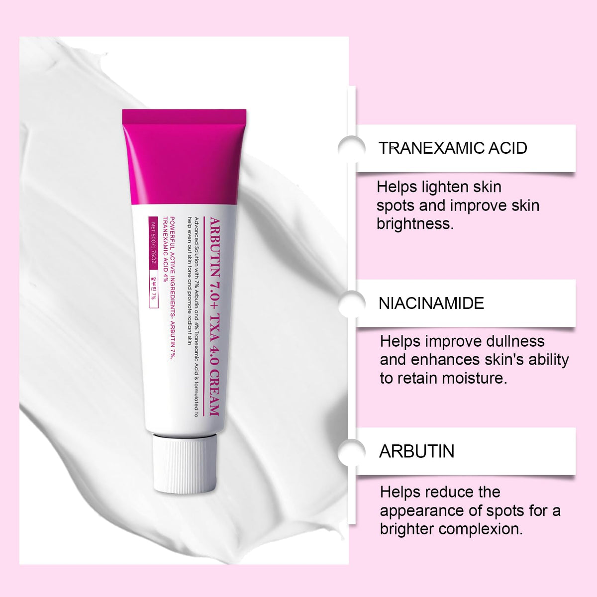 Xungess cream swirl on skin reveals lightweight, fast-absorbing texture.