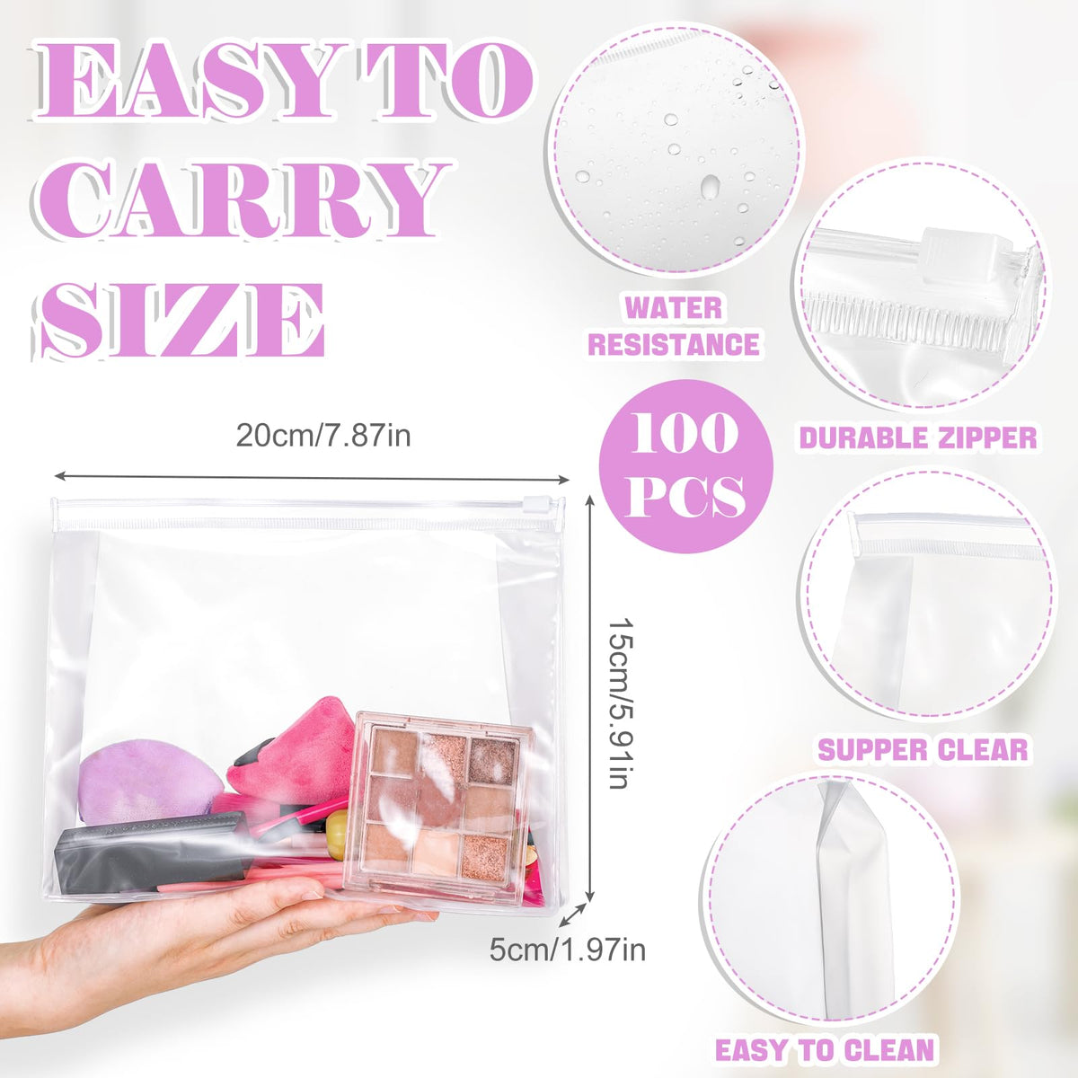 Xuniea bulk cosmetic bags offer durable PVC storage for cosmetics and accessories.