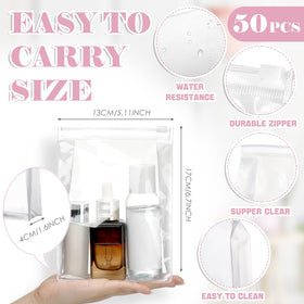 Xuniea clear makeup bag side view for compact travel organization