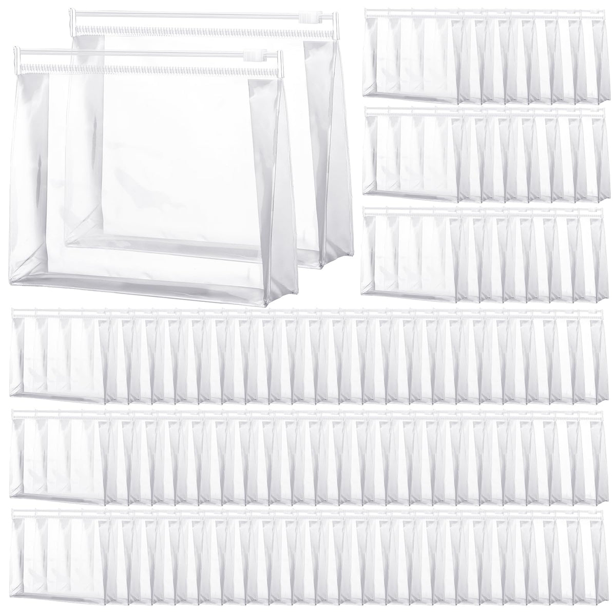 Xuniea mini clear makeup bag open view shows quick access for travel essentials.