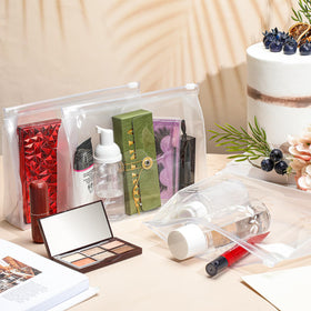 Xuniea transparent bag easy organization for cosmetics and toiletries.