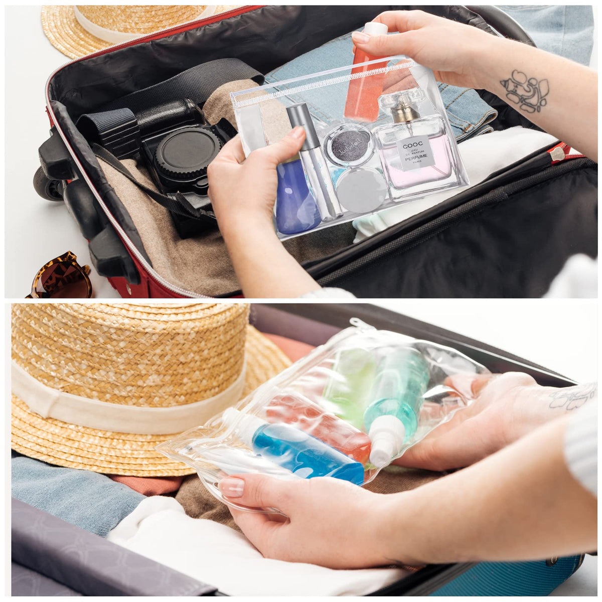 Xuniea transparent cosmetic bag enabling quick visibility of toiletries