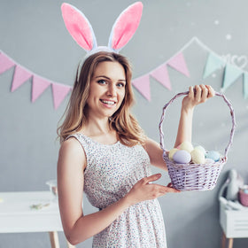 XunYee pink carrot-design bunny ears headband for cute photo props.