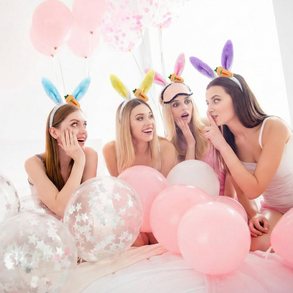 XunYee purple bunny ears headband for parties and events.
