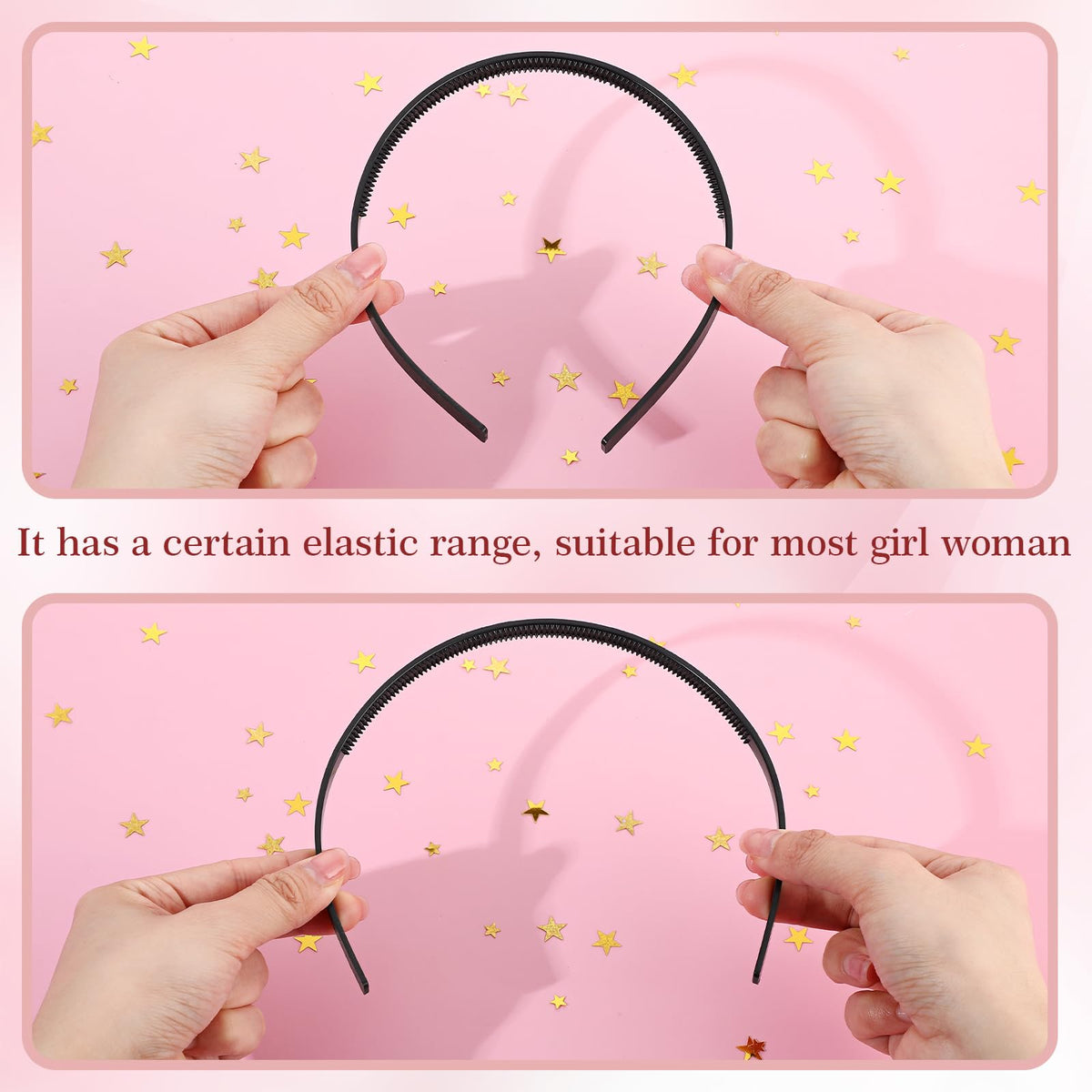 XunYee no-slip headbands with comb teeth keep hair in place.