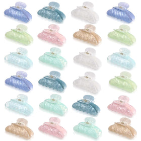XunYee large acrylic claw clip in aqua green securing hair all day.