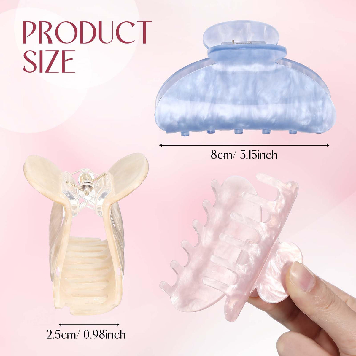 XunYee white claw clip provides secure, comfortable hold for fine hair.