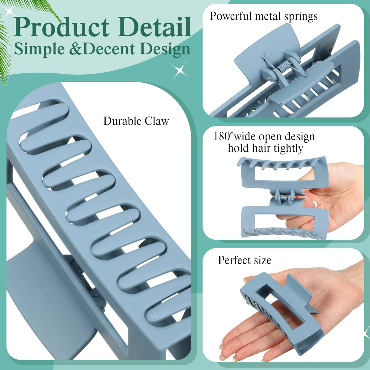 XunYee square non-slip hair clip holds even thick hair.