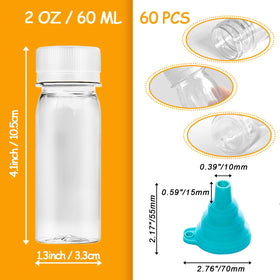 Xuyyicao clear 2oz bottles show liquid level with transparent body