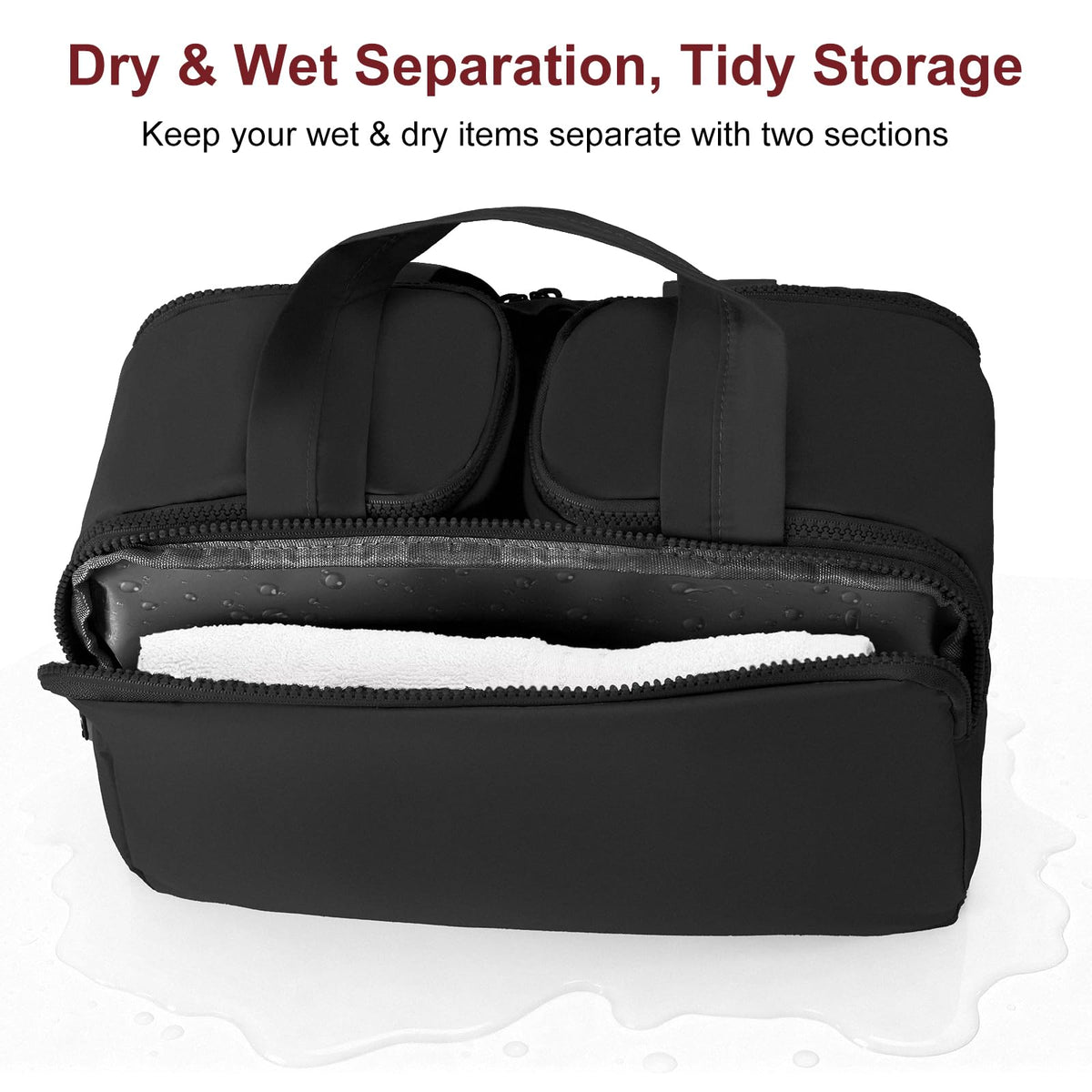 XWFB bag black wet pocket keeps damp items separate