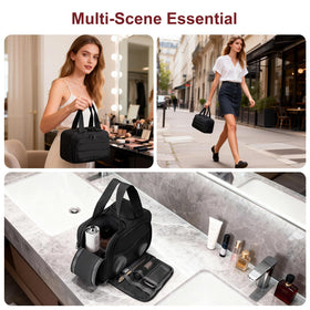 XWFB travel toiletry bag black wide-mouth design simplifies packing