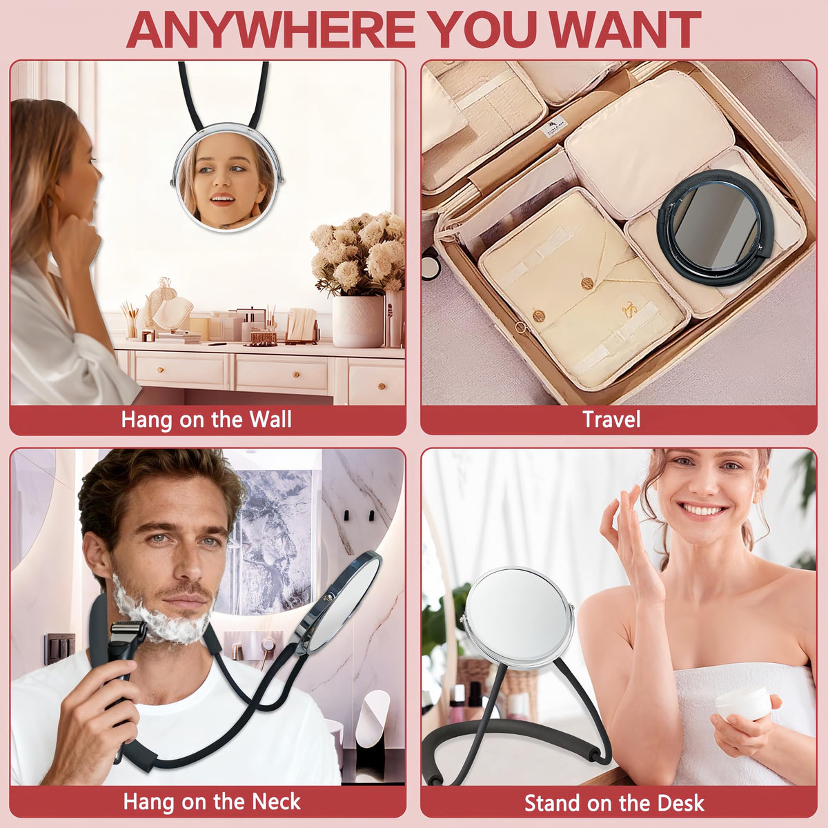 XWZMR packable hands-free mirror ideal for gifting and travel