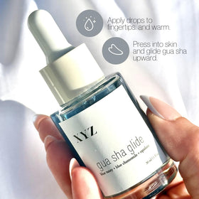 XYZ Skin Gua Sha Glide swirl shows non-greasy hydration and silk-smooth massage slip