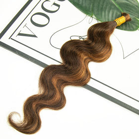 YWIGS body wave bulk braiding hair packaging closeup showing 50g bundle