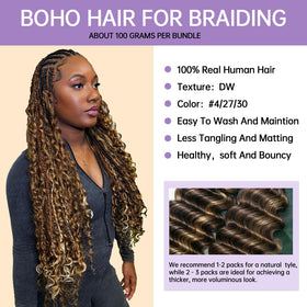 YWIGS box braids deep-wave bulk hair for smooth installation