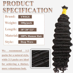 Y WIGS virgin human braiding hair no weft for durable, reusable styling