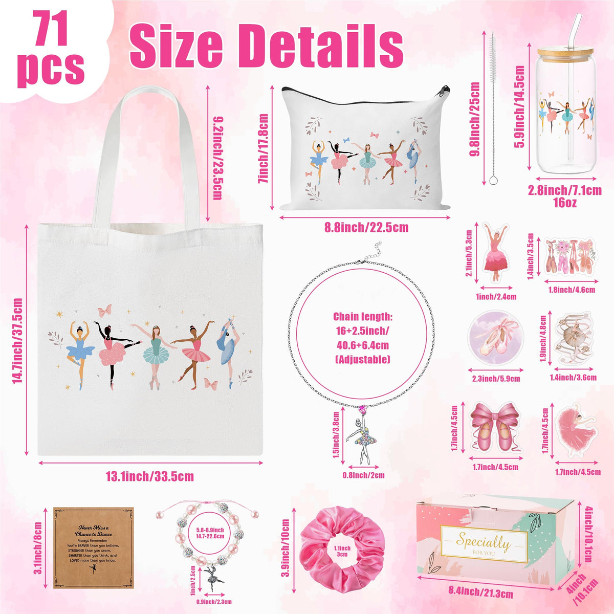 Y1tvei Ballerina Gift Set glass cup with bamboo lid for hydration