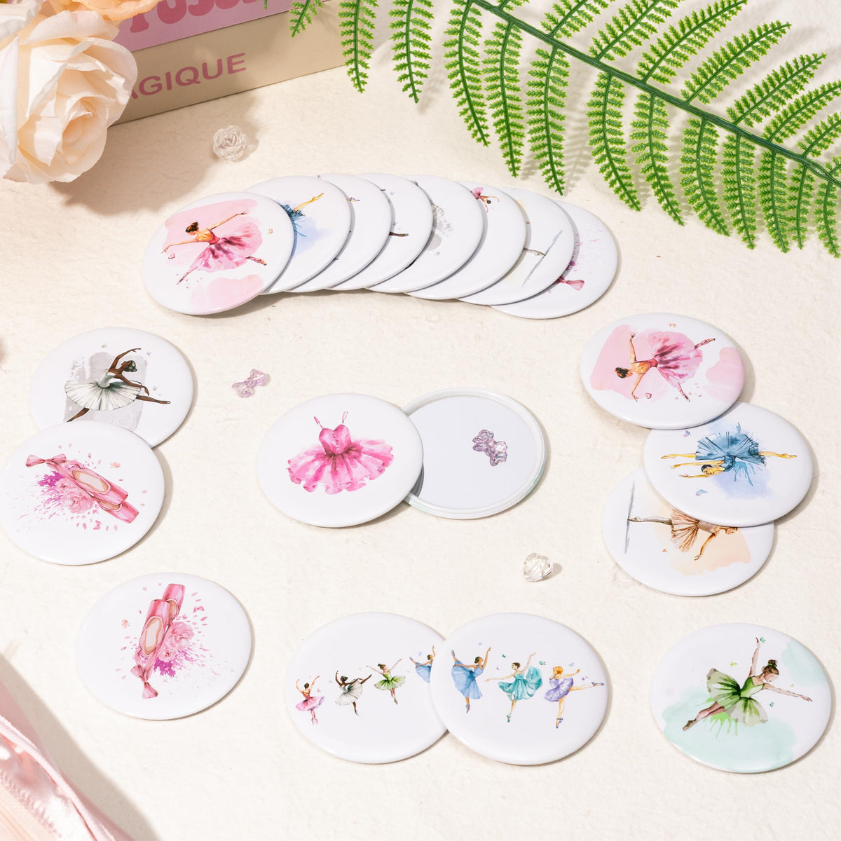 Y1tvei ballet compact mirror with coquette motif for elegant, fast makeup checks.
