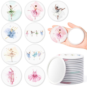 Y1tvei ballet compact mirror with dancing girl print for portable touch-ups before performances.