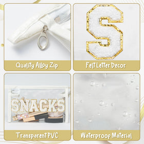 Y1tvei SNACKS clear makeup bag open zipper reveals spacious interior