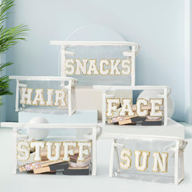 Y1tvei SNACKS clear makeup bag durable PVC with secure zipper