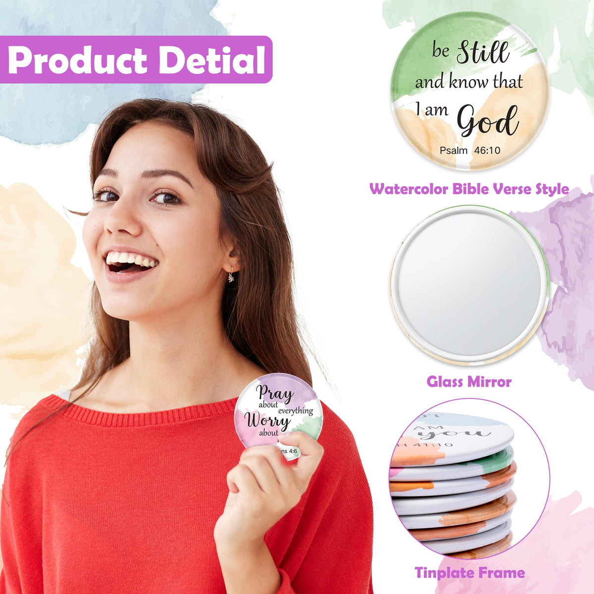 Y1tvei watercolor bible compact mirrors offer pocket-friendly portability for purses.