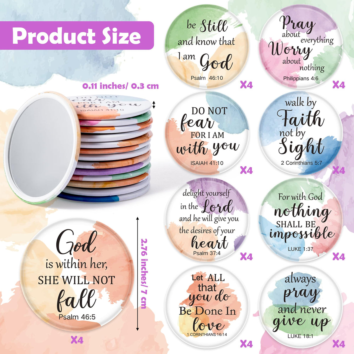 Y1tvei compact mirrors showcase scripture art for on-the-go reflection.