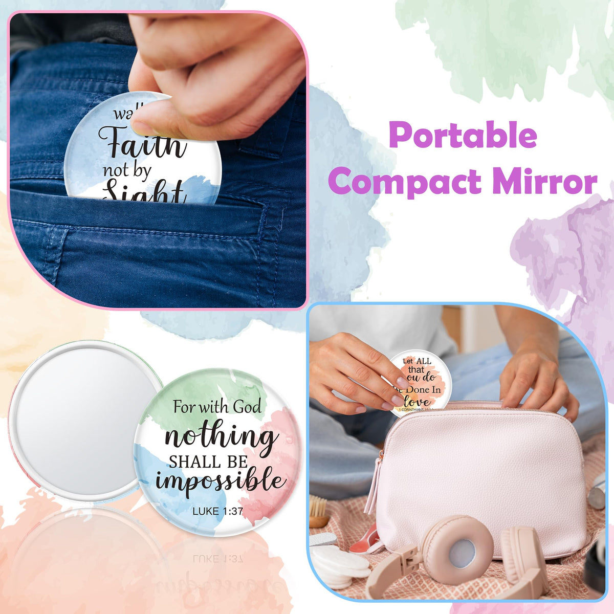Y1tvei compact mirror with tin construction endures daily use.